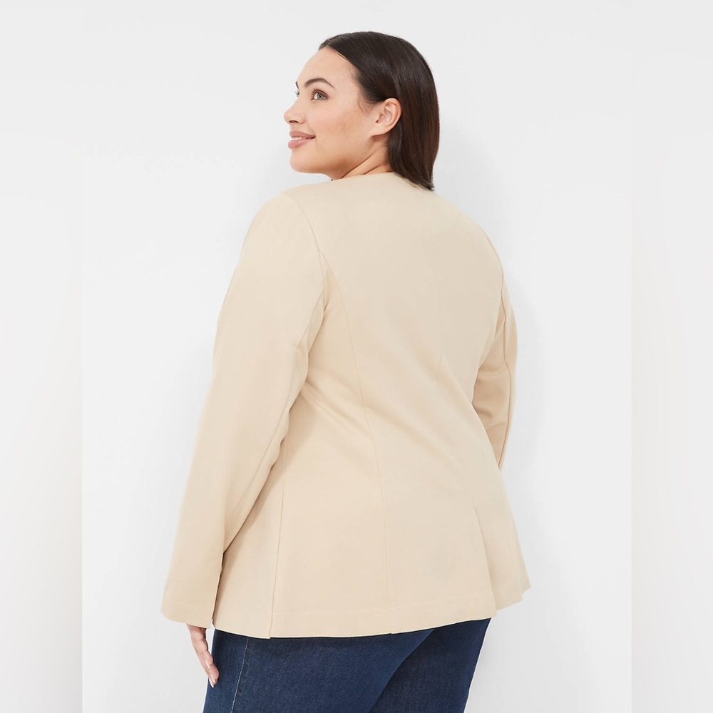 Lane Bryant Ponte Bryant Collarless Blazer in Khaki NWT 28 - Picture 2 of 9